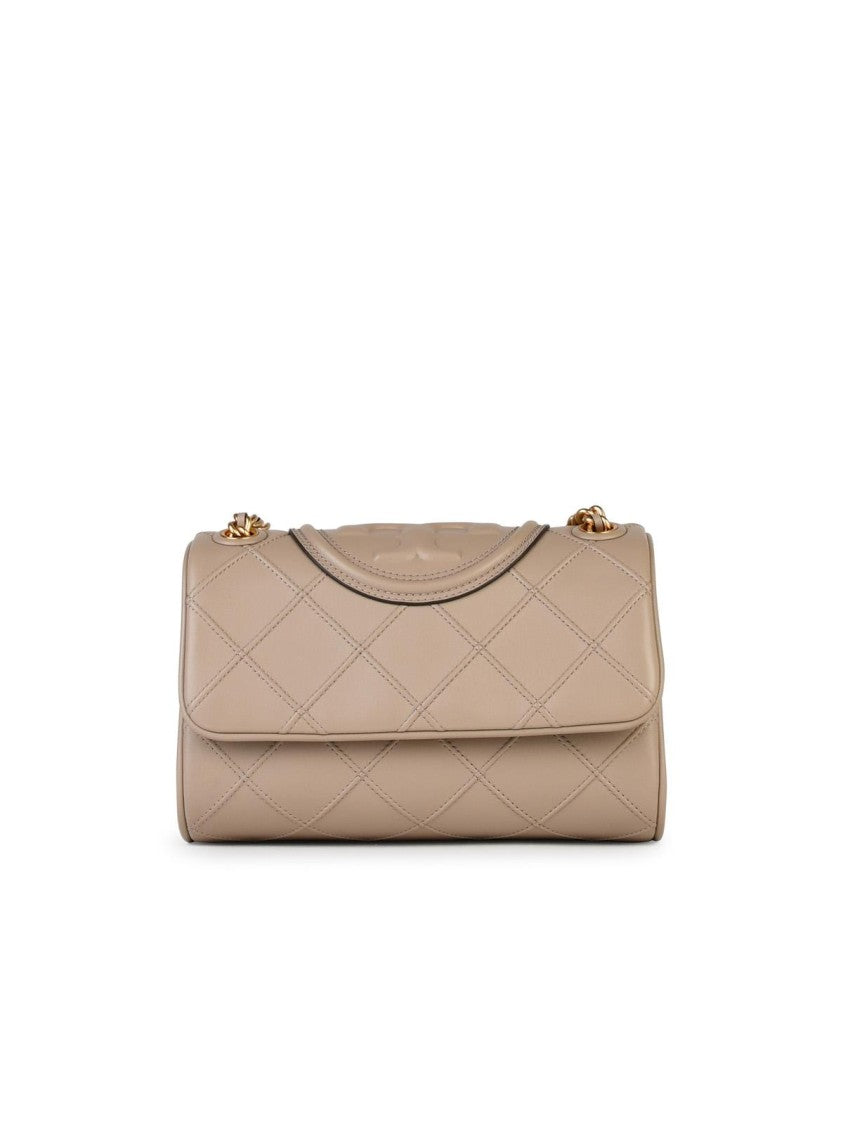 Tory Burch Fleming' Small Leather Crossbody Bag Nude