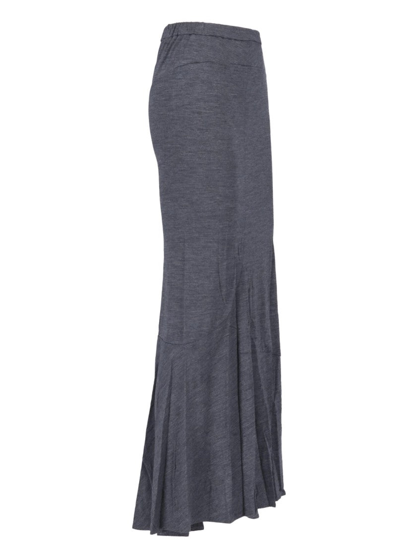 Junya Watanabe Textured Grey Wool Midi Skirt With High Waist