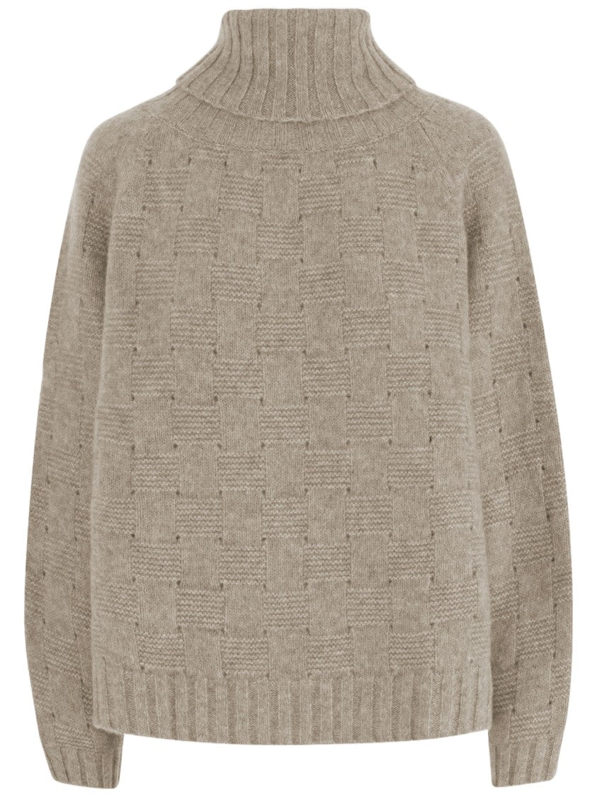 Allude Turtleneck Sweater In Cashmere And Silk With Geometric Pattern