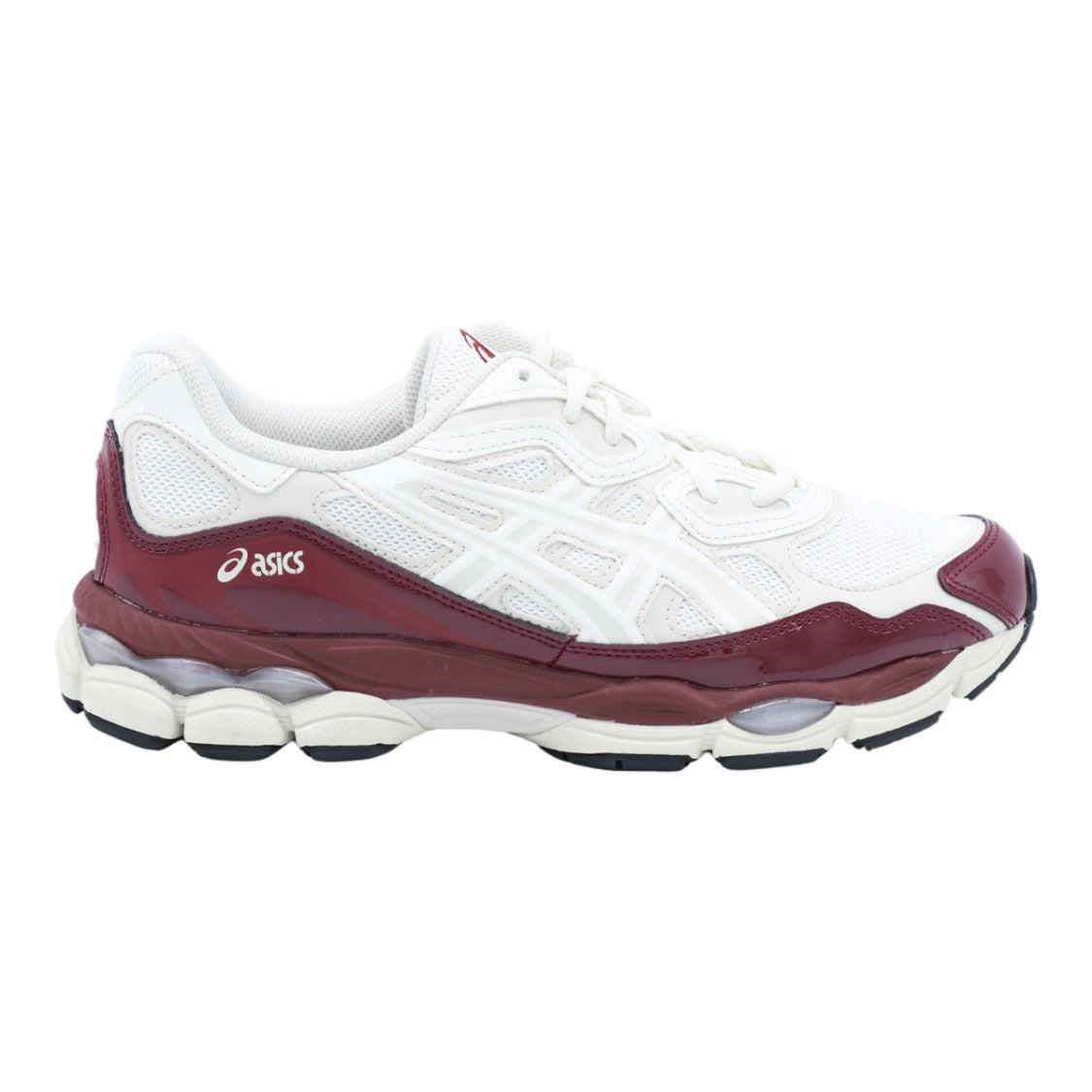 Asics White Mesh Maroon Patent Gel Sneakers