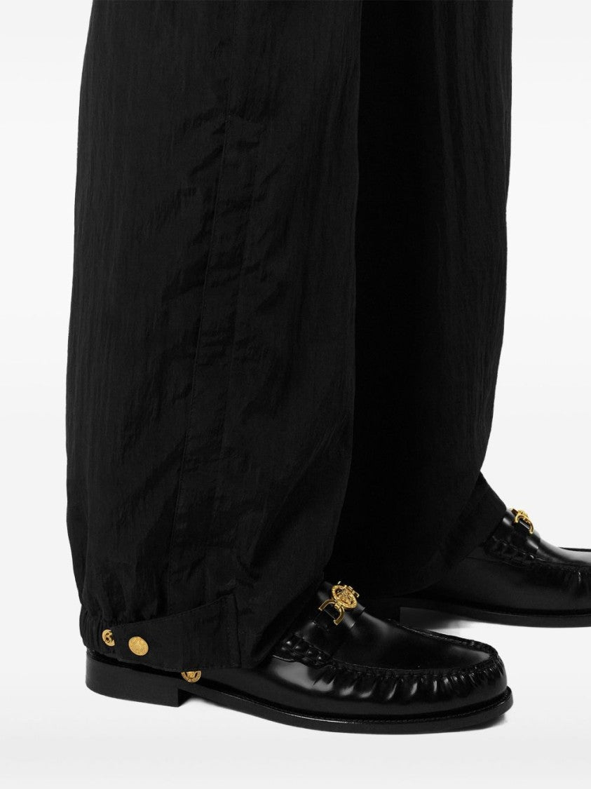 Versace Crinkled Nylon Joggers With Refined Logo Embroidery