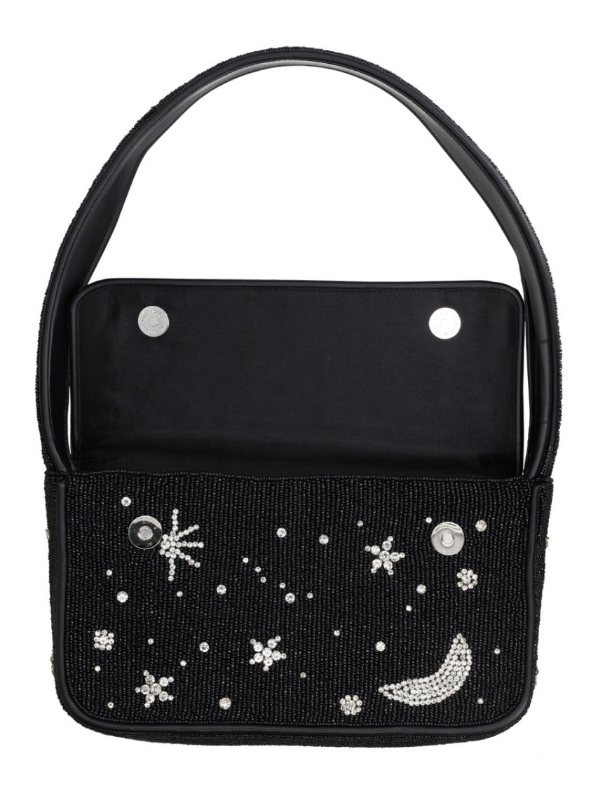 Staud Black Tommy Celestial Beaded Glass Shoulder Bag