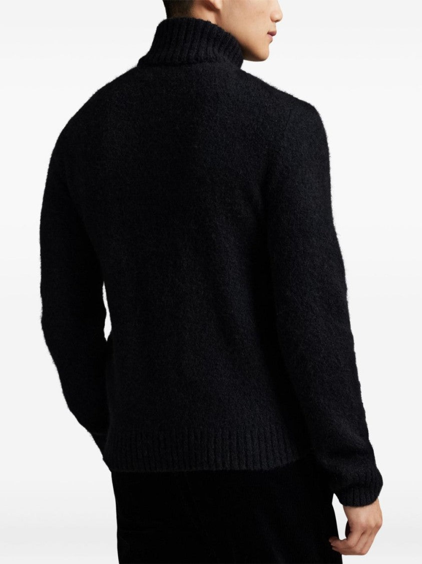 Polo Ralph Lauren Textured Knit Black Turtleneck Sweater