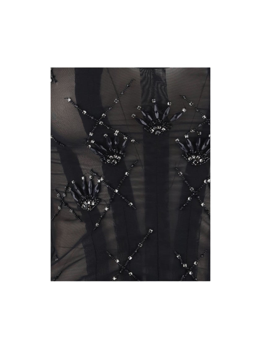 Ianira Meda Black Embroidered Lycra-Blend Tank Top