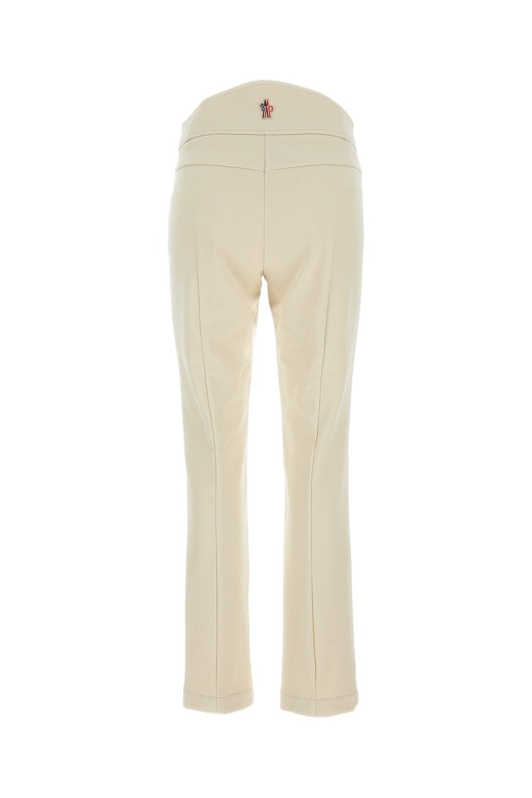 Moncler Grenoble Beige Tailored Cropped Trousers With Shaped Waistband