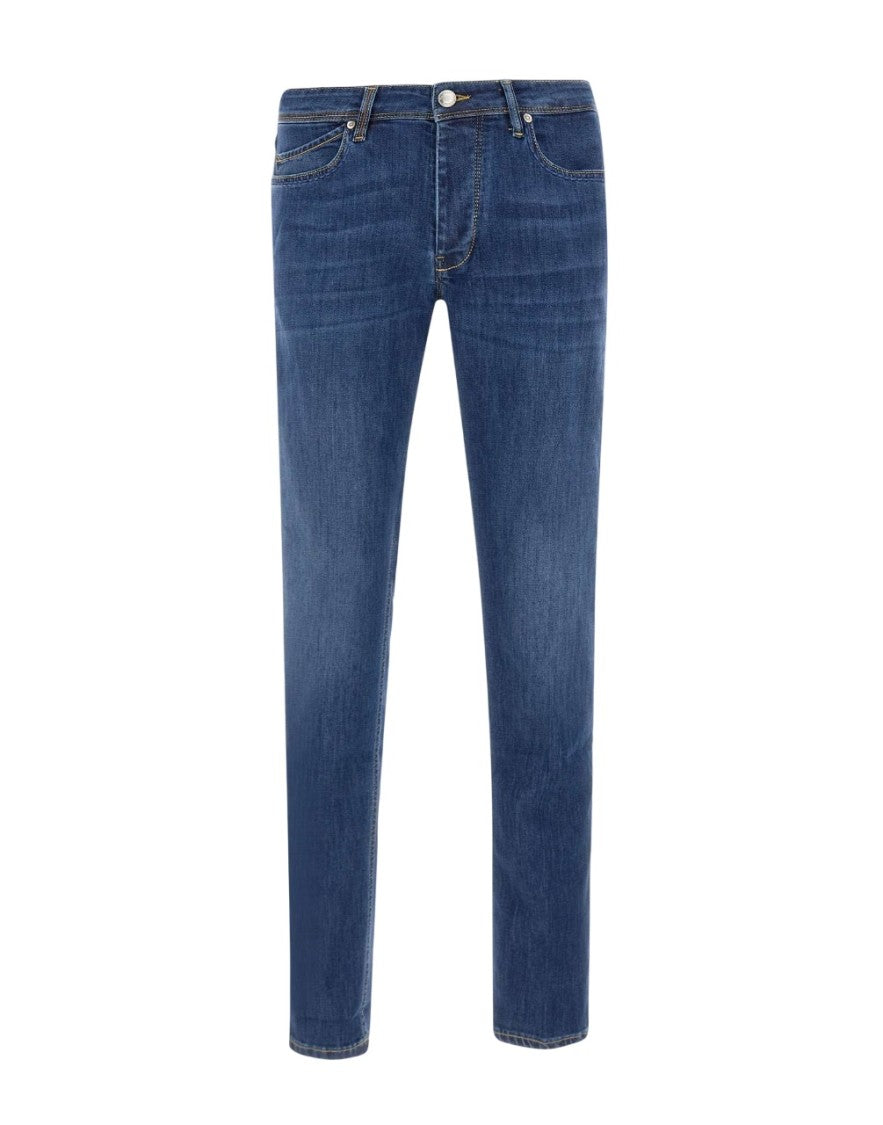 Re-Hash Dark Blue Slim-Fit Wash Effect Jeans