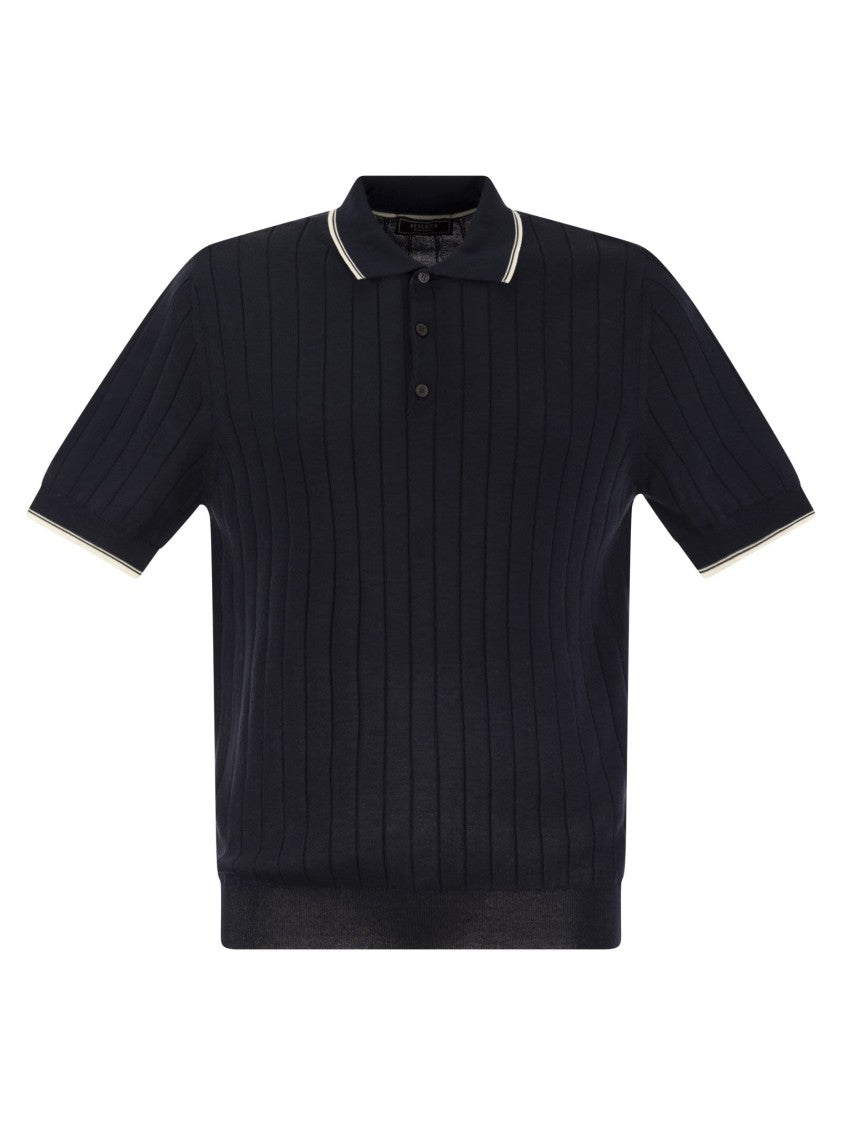 Peserico Polo Shirt In Pure Cotton Crepe Yarn