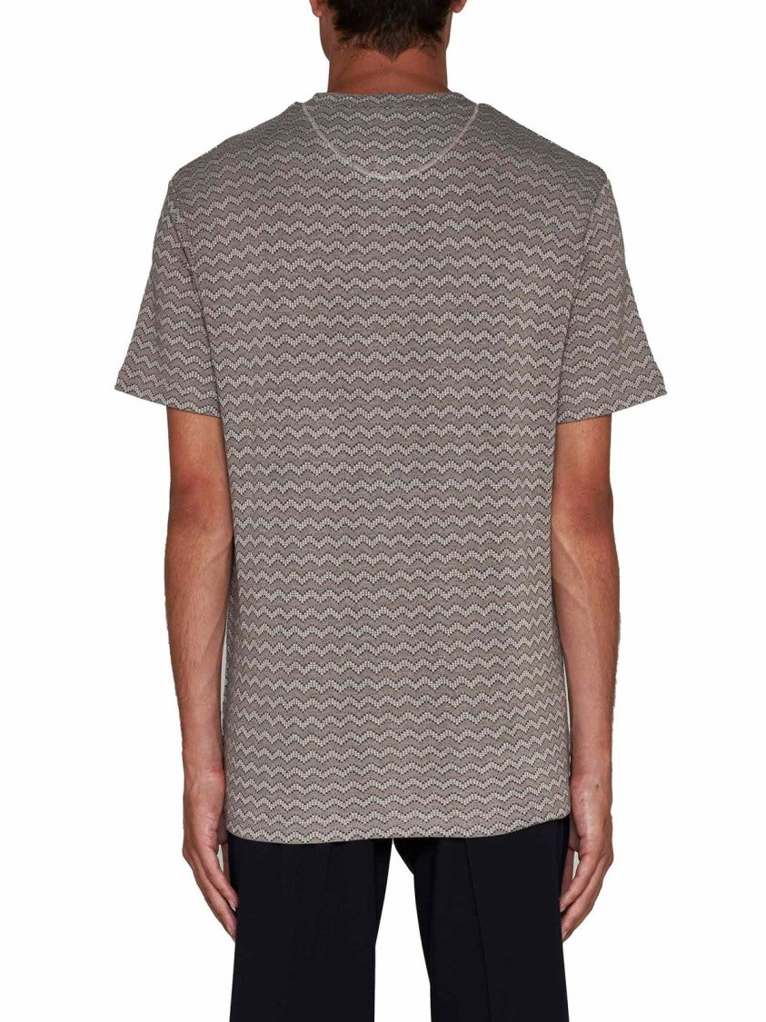 Giorgio Armani Short Sleeve Zigzag Pattern T-Shirt With Design