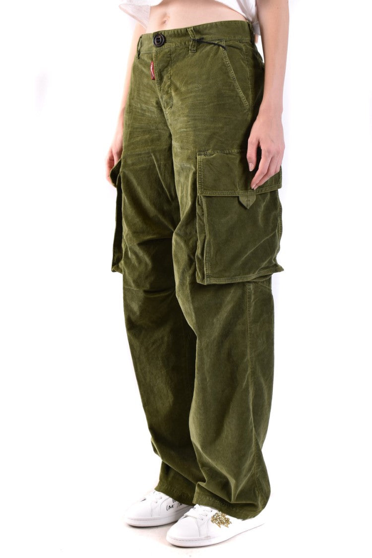 Dsquared2 Olive Green Cargo Trousers Relaxed Fit