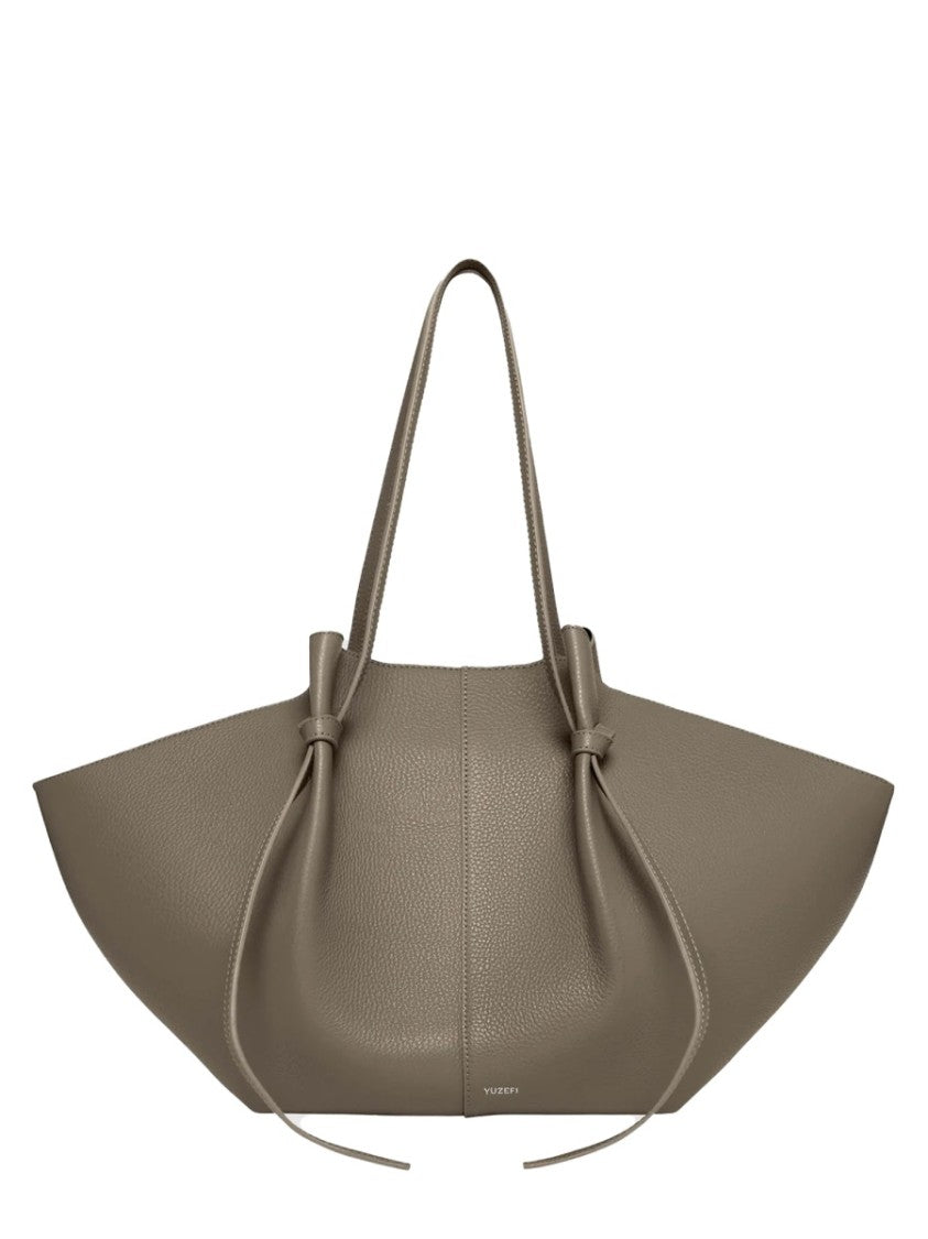 Yuzefi Large Winged Leather Tote Featuring Knotted Handles