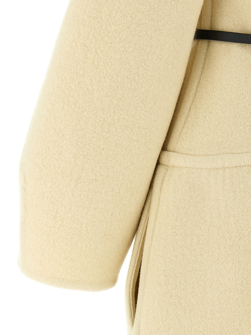 Jil Sander Structured Virgin Wool Felt Coat With Removable Leather Belt