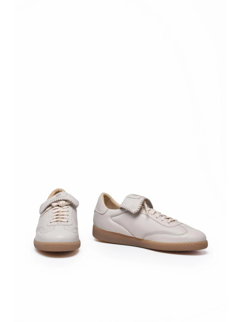 Eleventy White Leather Rubber Sneakers