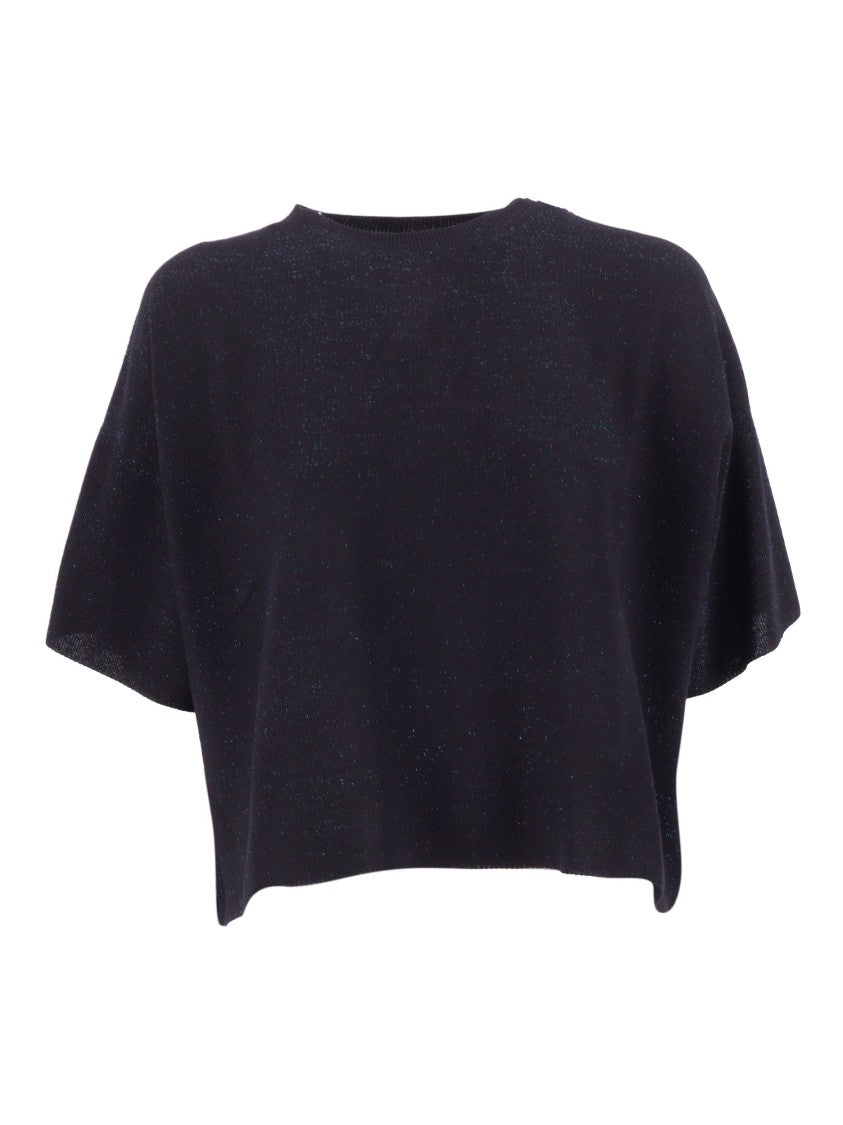 Fabiana Filippi Blu Notte Lurex Maxi T-Shirt