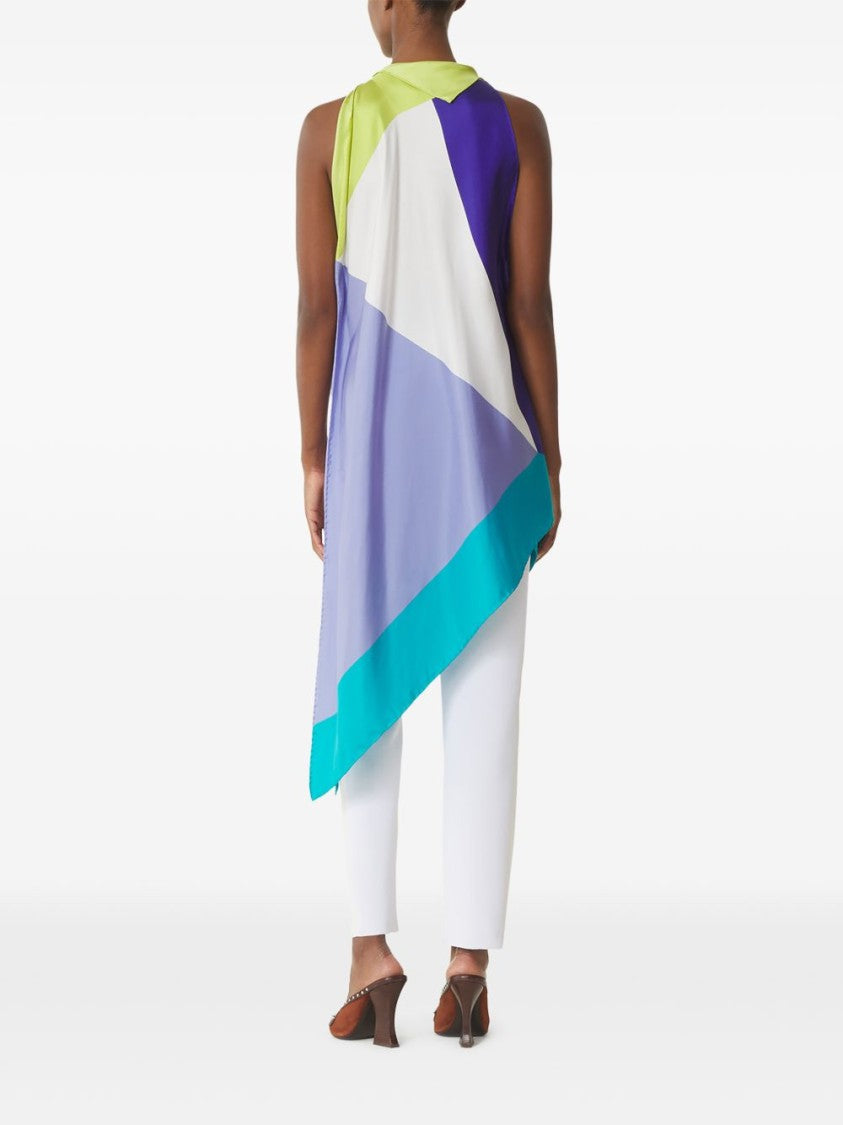 Lanvin Blue Silk And Nylon Lightweight Top
