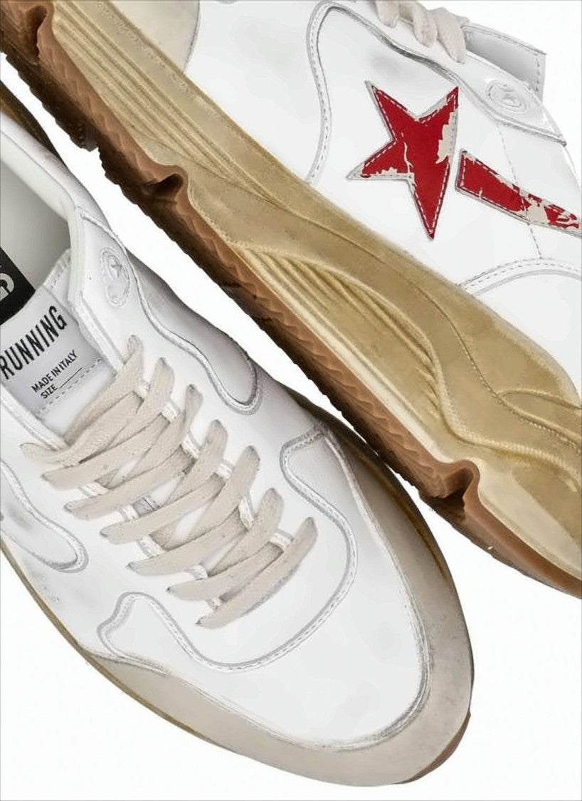 Golden Goose Distressed White Leather Sneakers
