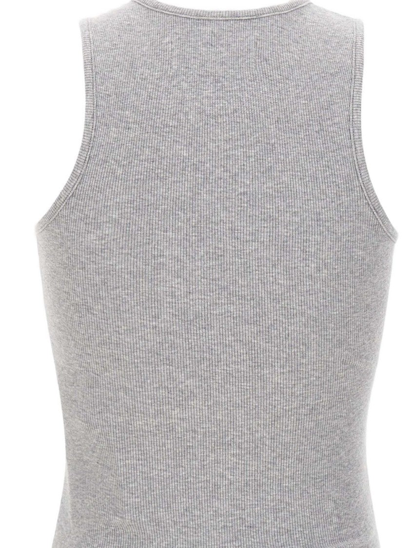 Vivienne Westwood Grey Embroidered Logo Sleeveless Crew Neck Top