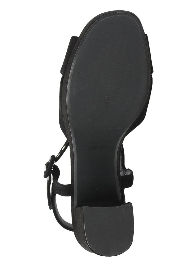 Juilie Dee Black Crossed Bands Suede Sandals