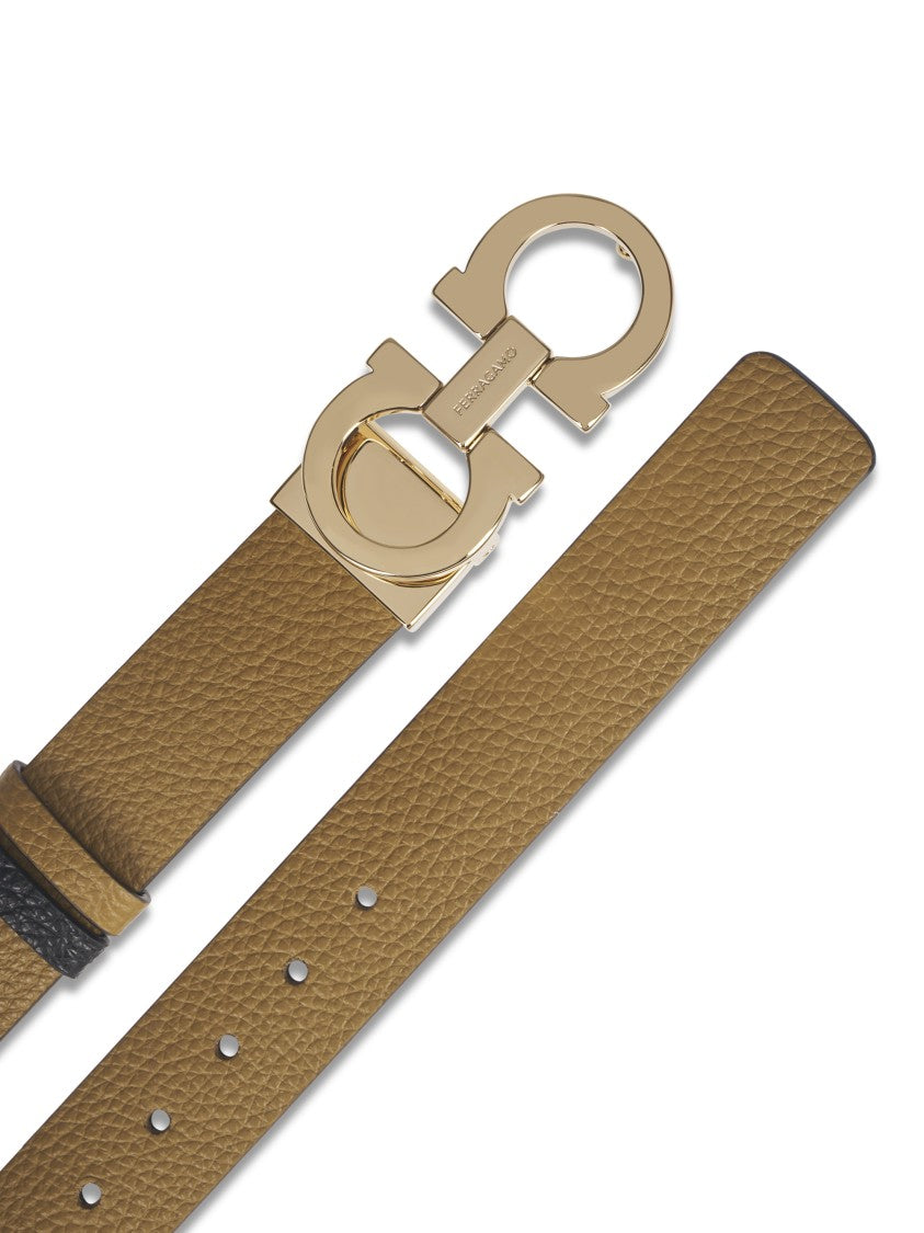 Ferragamo Dual-Tone Calfskin Belt With Textured Finish