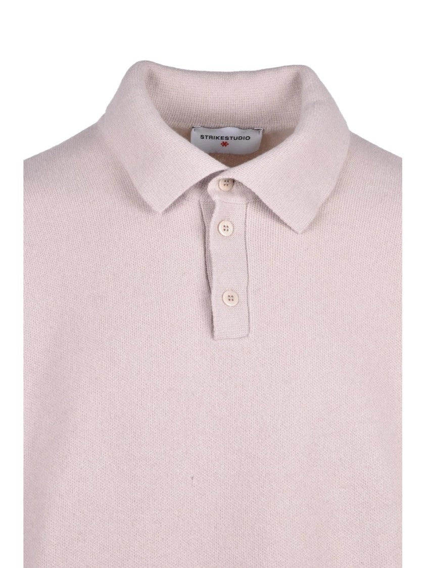 Strikestudio Polo Knit Sweater With Classic Collar And Ribbed Details
