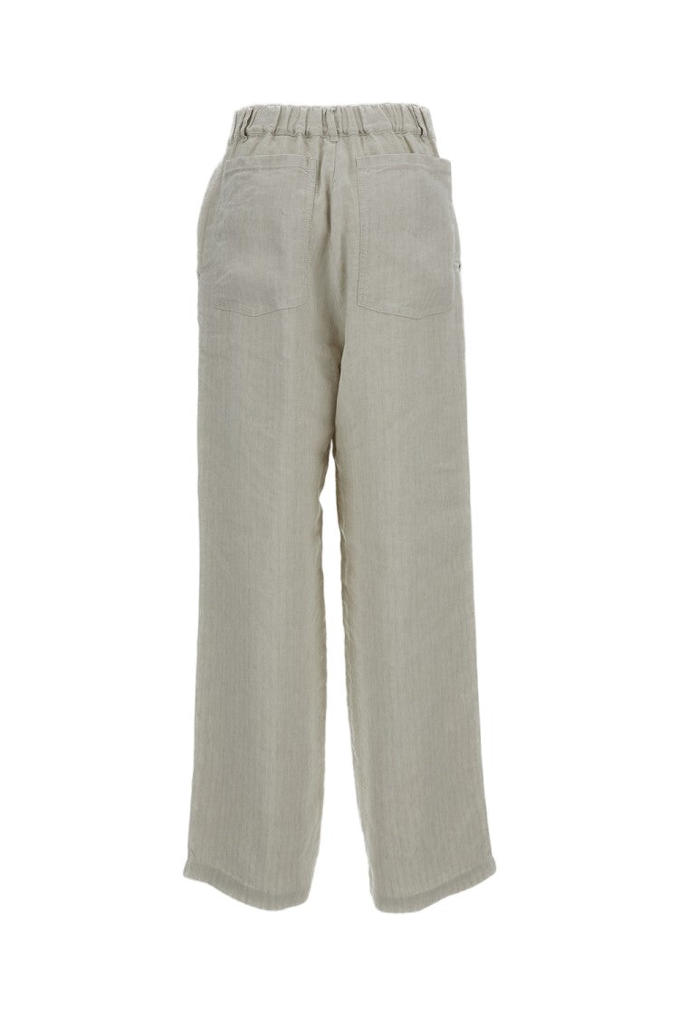 Barena Herringbone Weave Wide-Leg Trousers With Elasticated Waistband