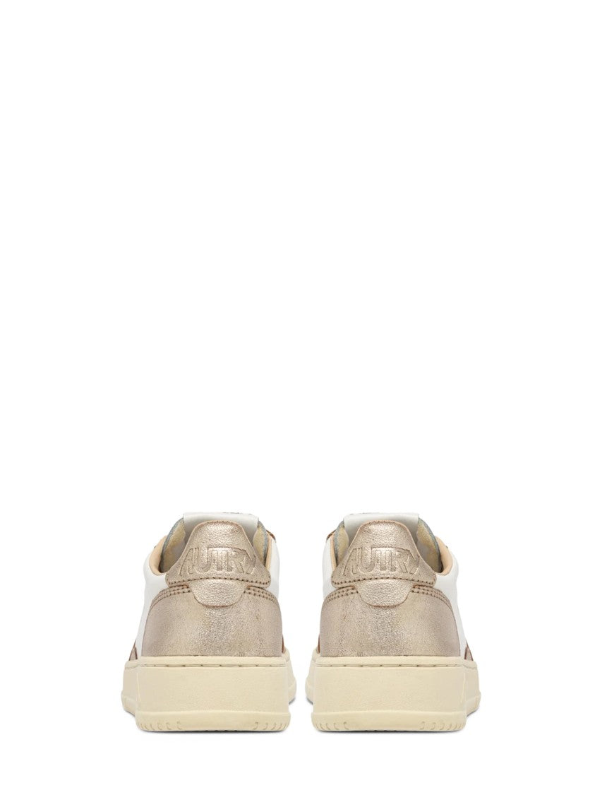 Autry Low-Top Leather Sneakers With Metallic Accents