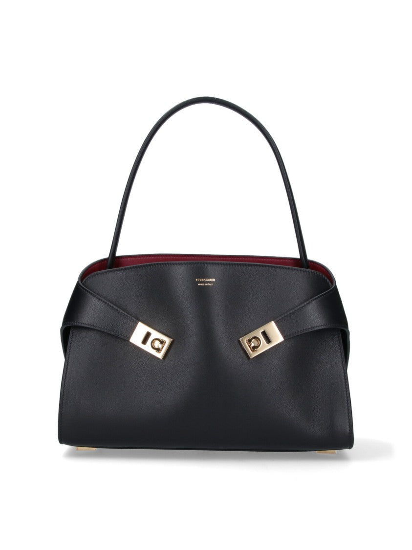 Ferragamo Black Hug Soft Calf Leather Handbag
