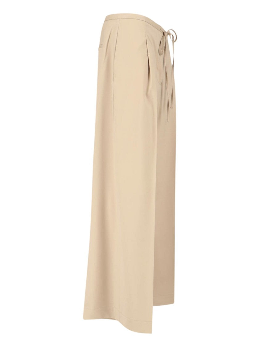 Róhe Beige Wide-Leg Virgin Wool Drawstring Trousers