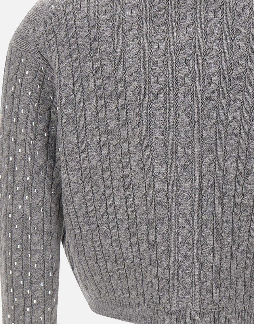 Max Mara Classic Cable Knit Cardigan With V-Neckline