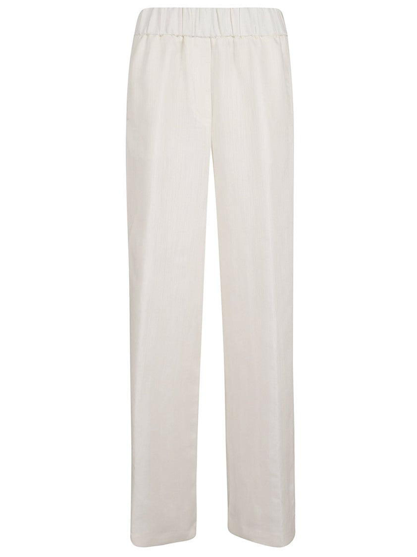 Peserico Straight-Leg Trousers With Elastic Waist And Luminous Flax Fabric