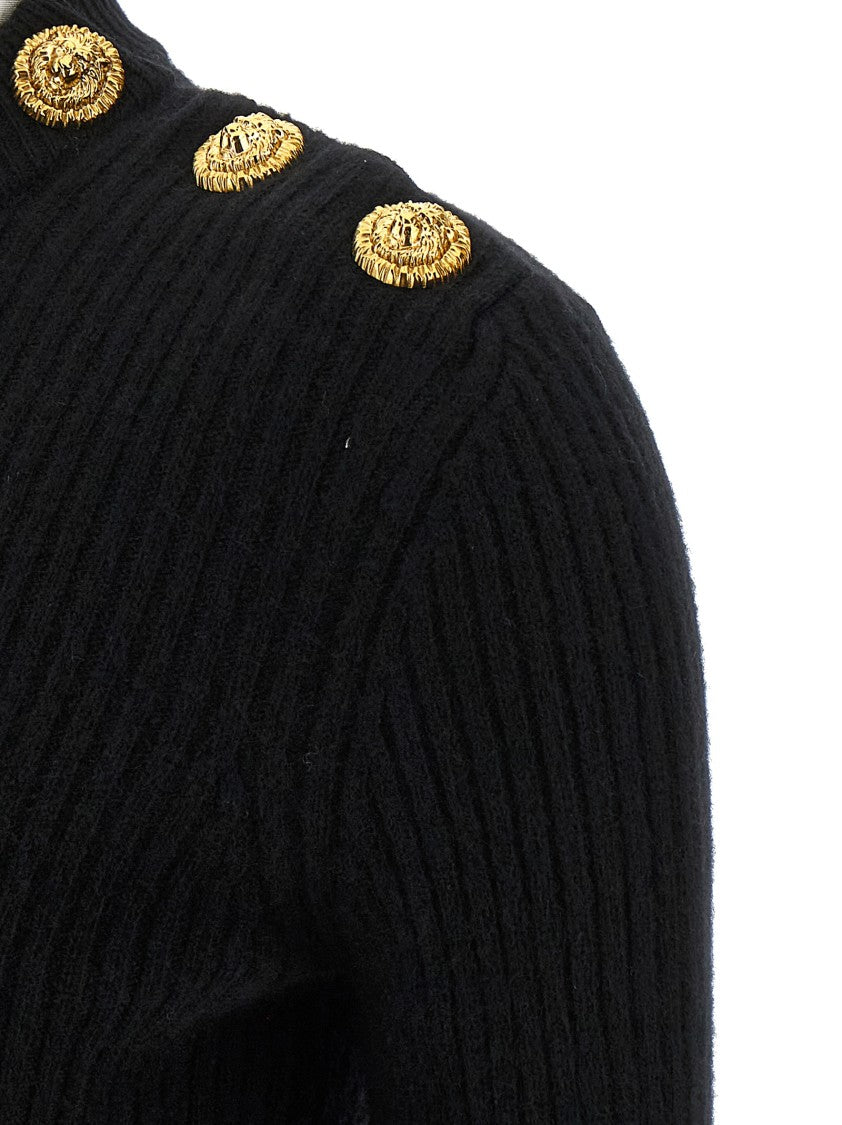 Balmain Textured Ribbed Cashmere Virgin Wool Sweater