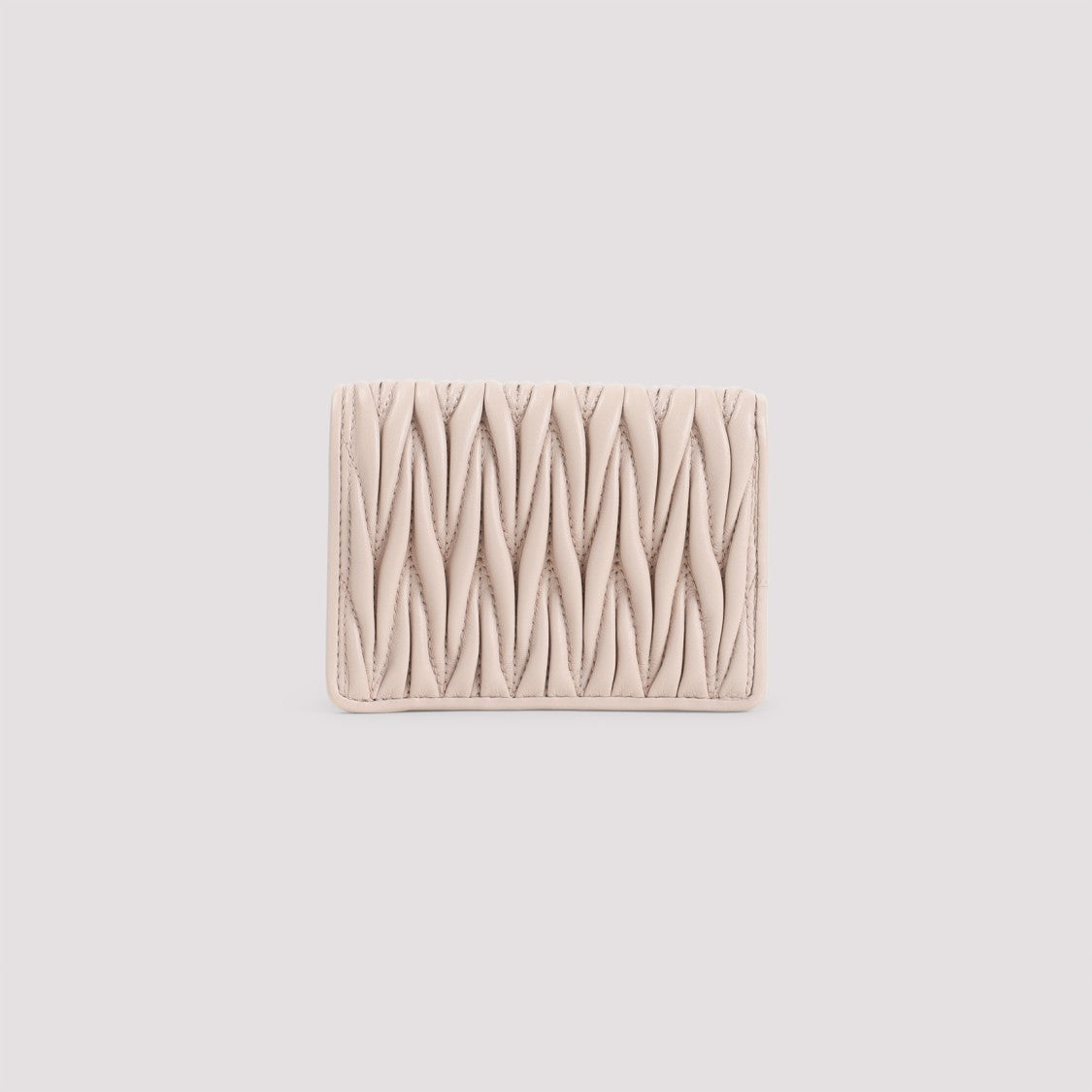Miu Miu Quilted Leather Wallet In Soft Nude