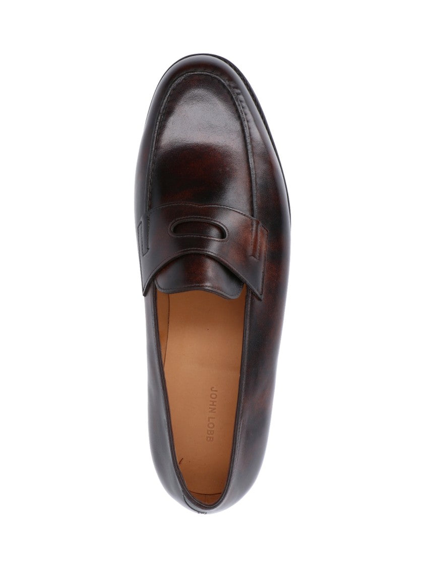 John Lobb Distinguished Cut-Out Detail Brown Leather Lopez Loafers