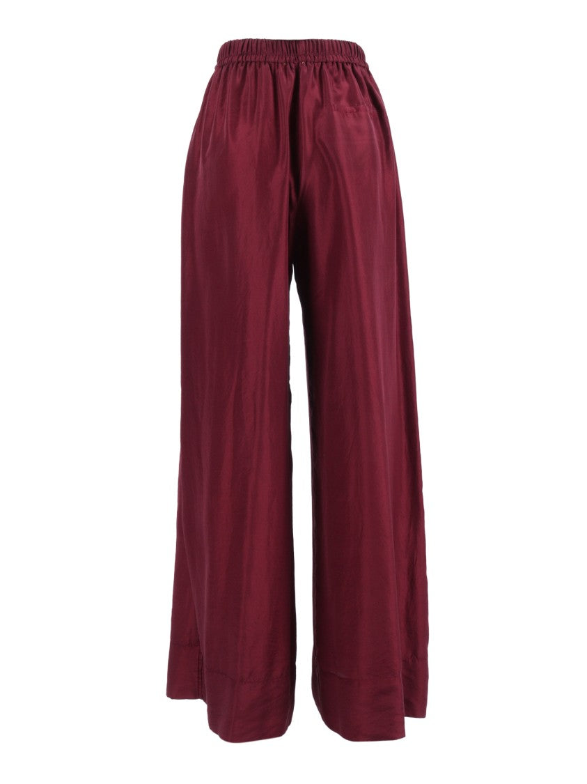 Forte Forte Burgundy Silk Wide-Leg Pants