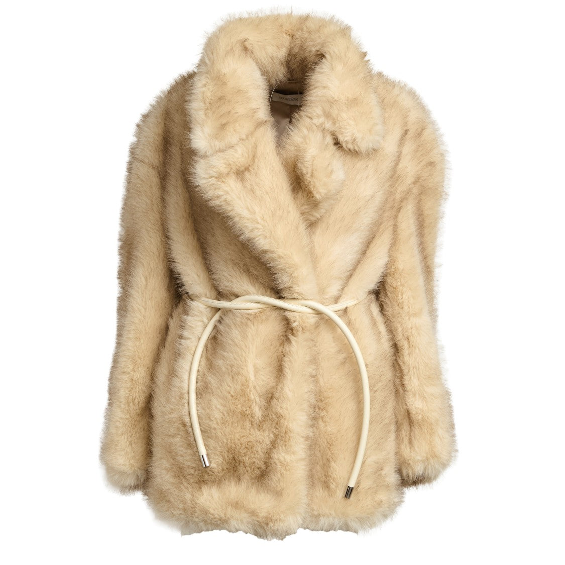 Sportmax Furry-Effect Giaccone With Wide Lapel And Tubular Belt