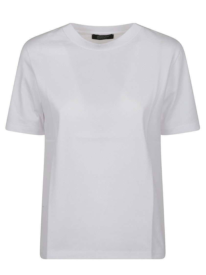 Aragona White Round Neck Cotton T-Shirt