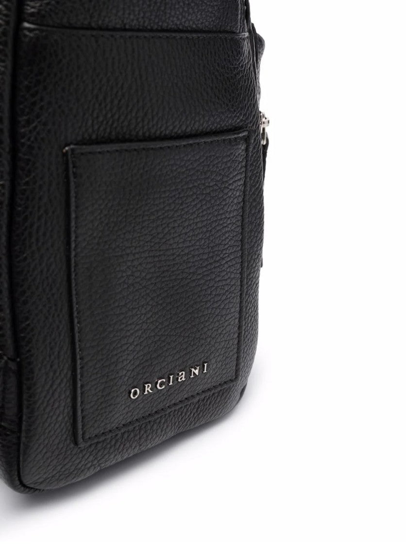 Orciani Textured Black Leather Backpack