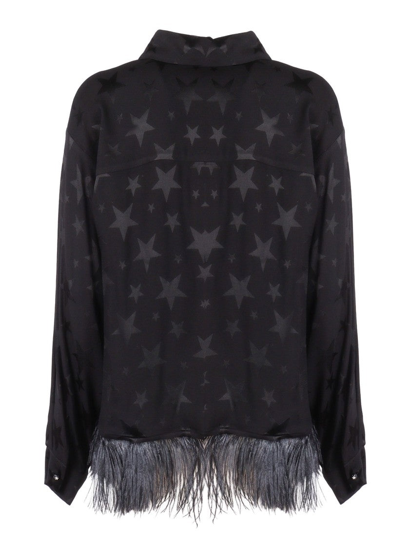 Shirt A Porter Feather Trim Star Pattern Shirt