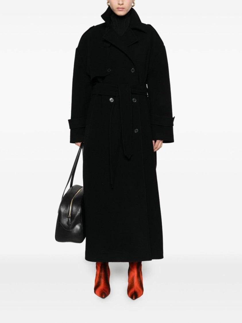 The Nina Studio Double-Breasted Belted Coat With Structured Silhouette