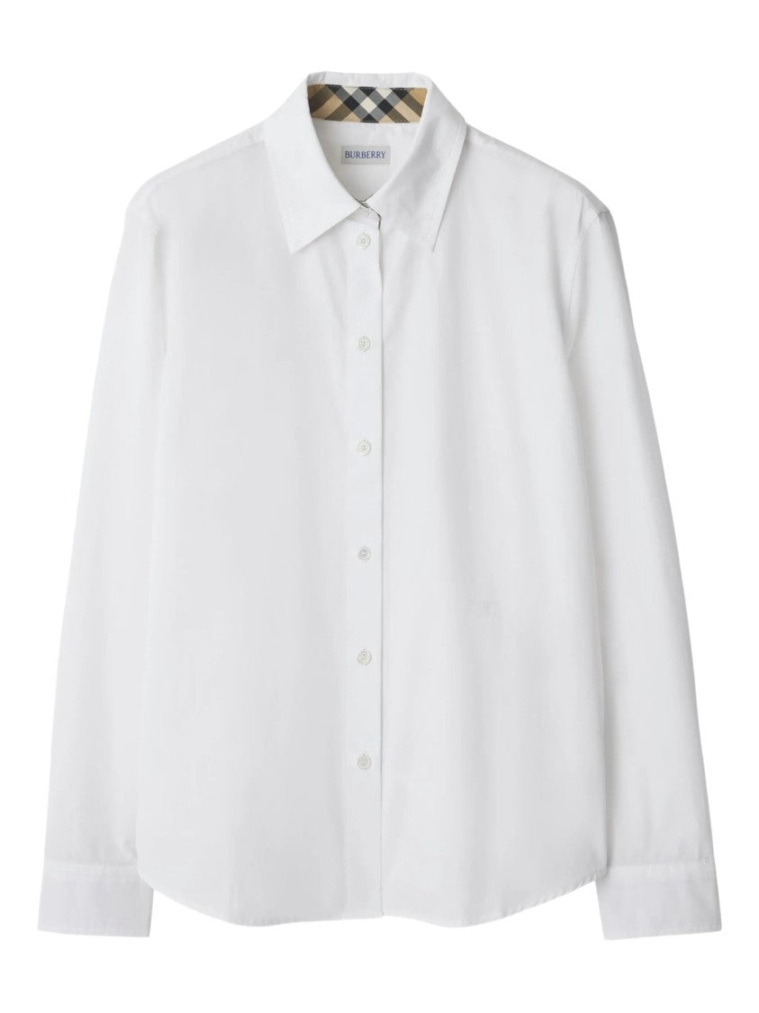 Burberry White Equestrian Knight Cotton Poplin Shirt