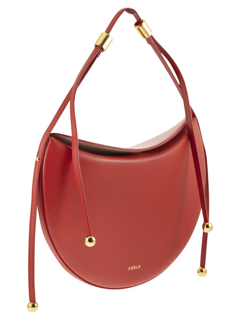 Furla Saddle-Shape Moonstone Shoulder Bag With Adjustable Strap