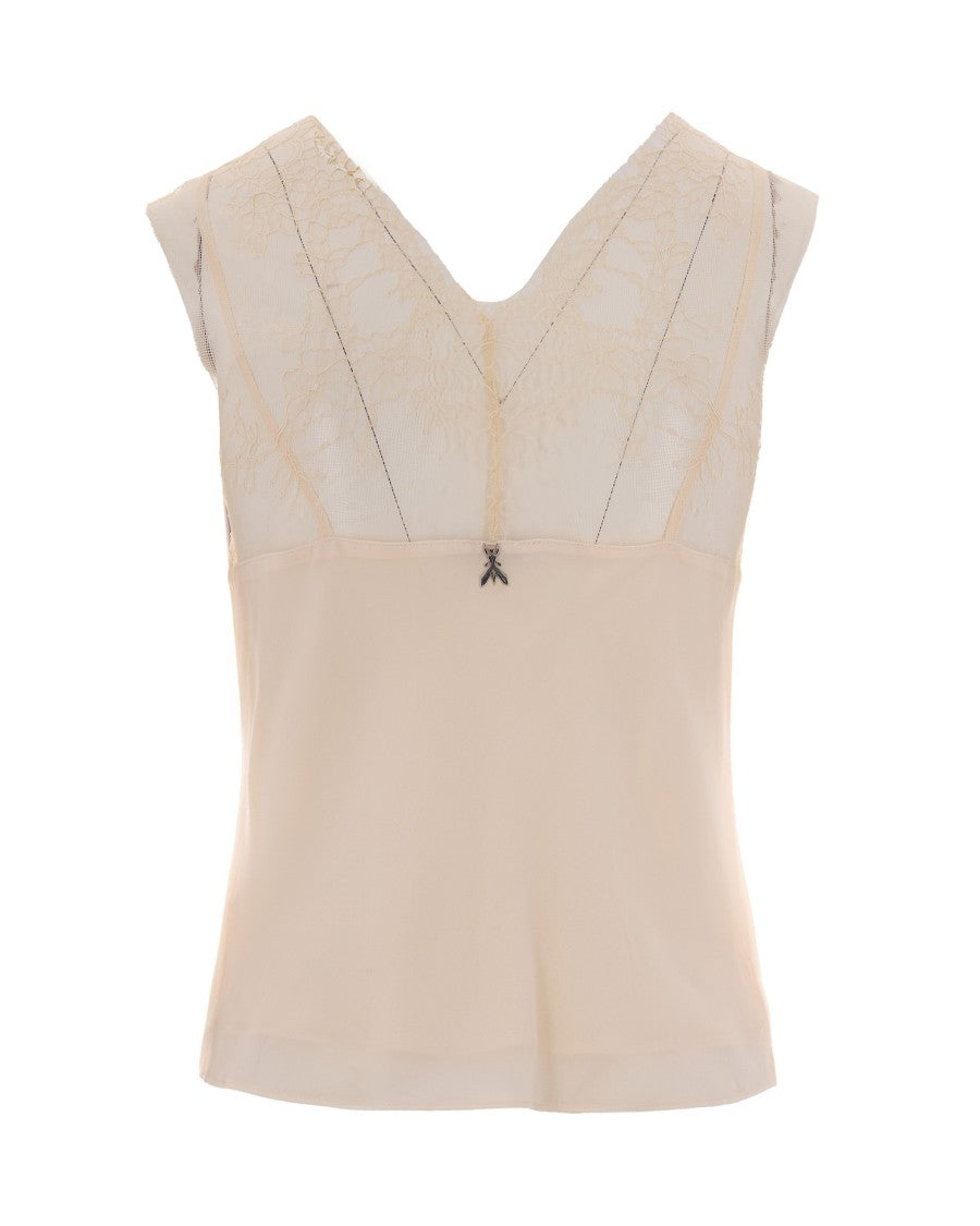 Patrizia Pepe Warm Ivory Lace Top