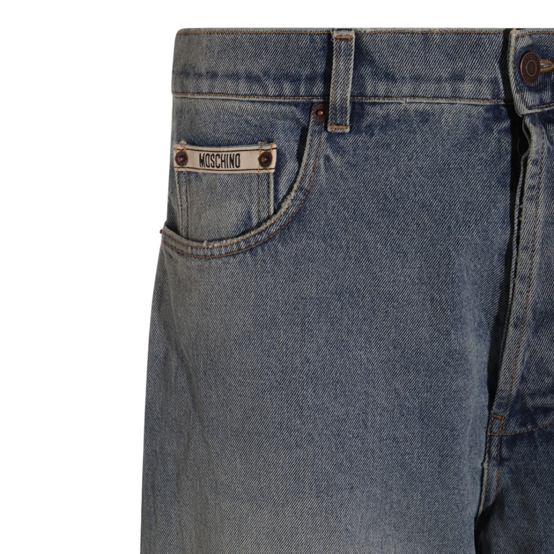 Moschino Relaxed Fit Blue Jeans With Distressed Detail