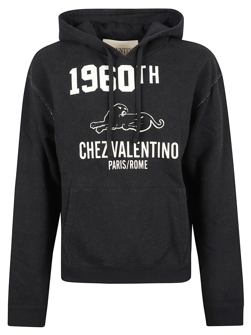 Valentino Garavani Graphic-Print Drawstring Hoodie With Vintage Text