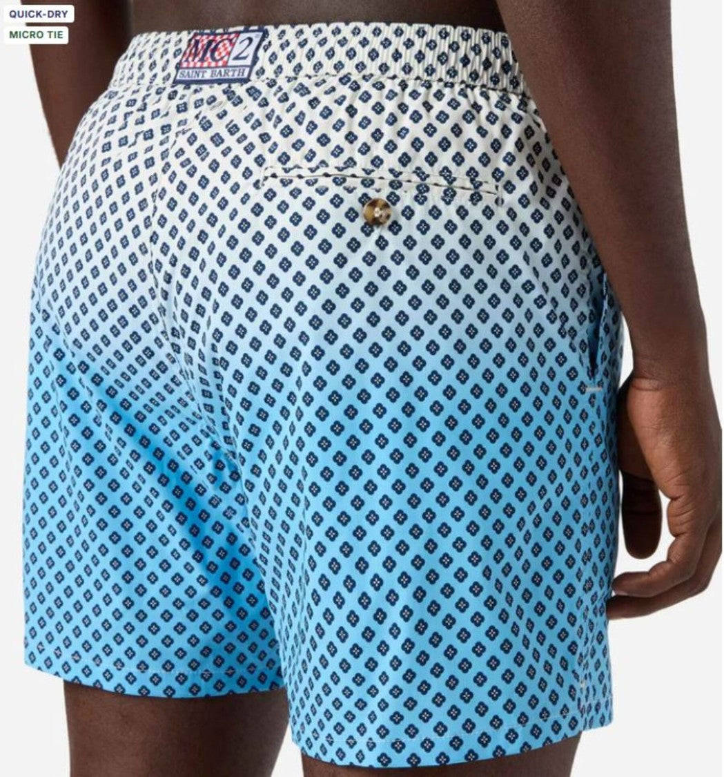 Mc2 Saint Barth Gradient Design Shorts With Navy Drawstring