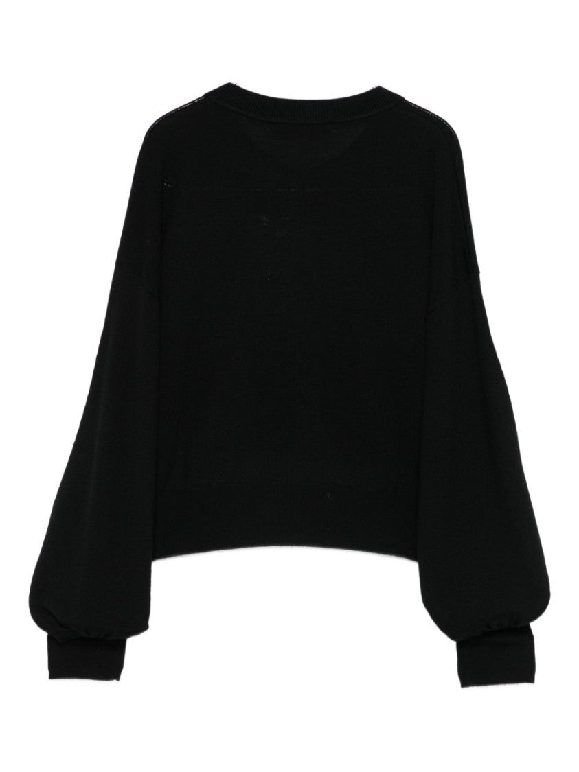 Zimmermann Cropped Merino Wool Sweater With Balloon Sleeves