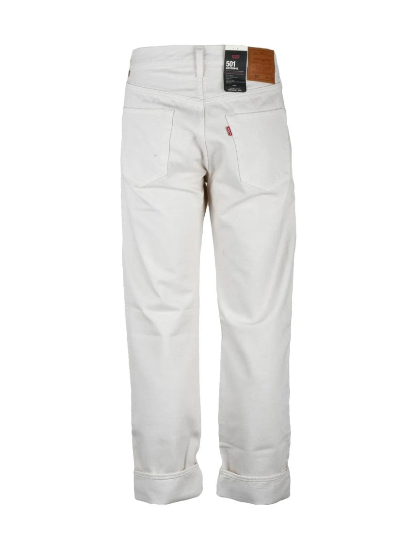 Levi's White Cotton Straight Jeans