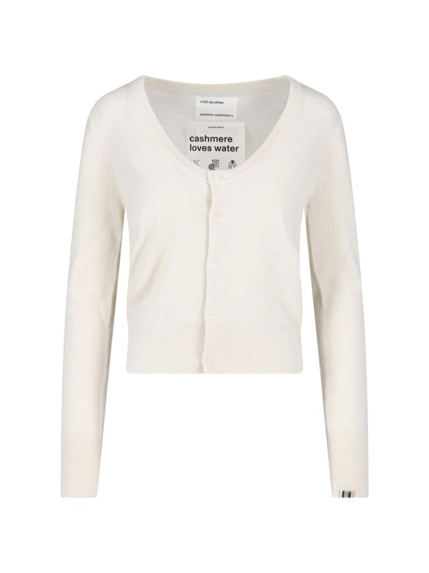 Extreme Cashmere Cream Dorothea Round-Neck Cashmere Zip Cardigan