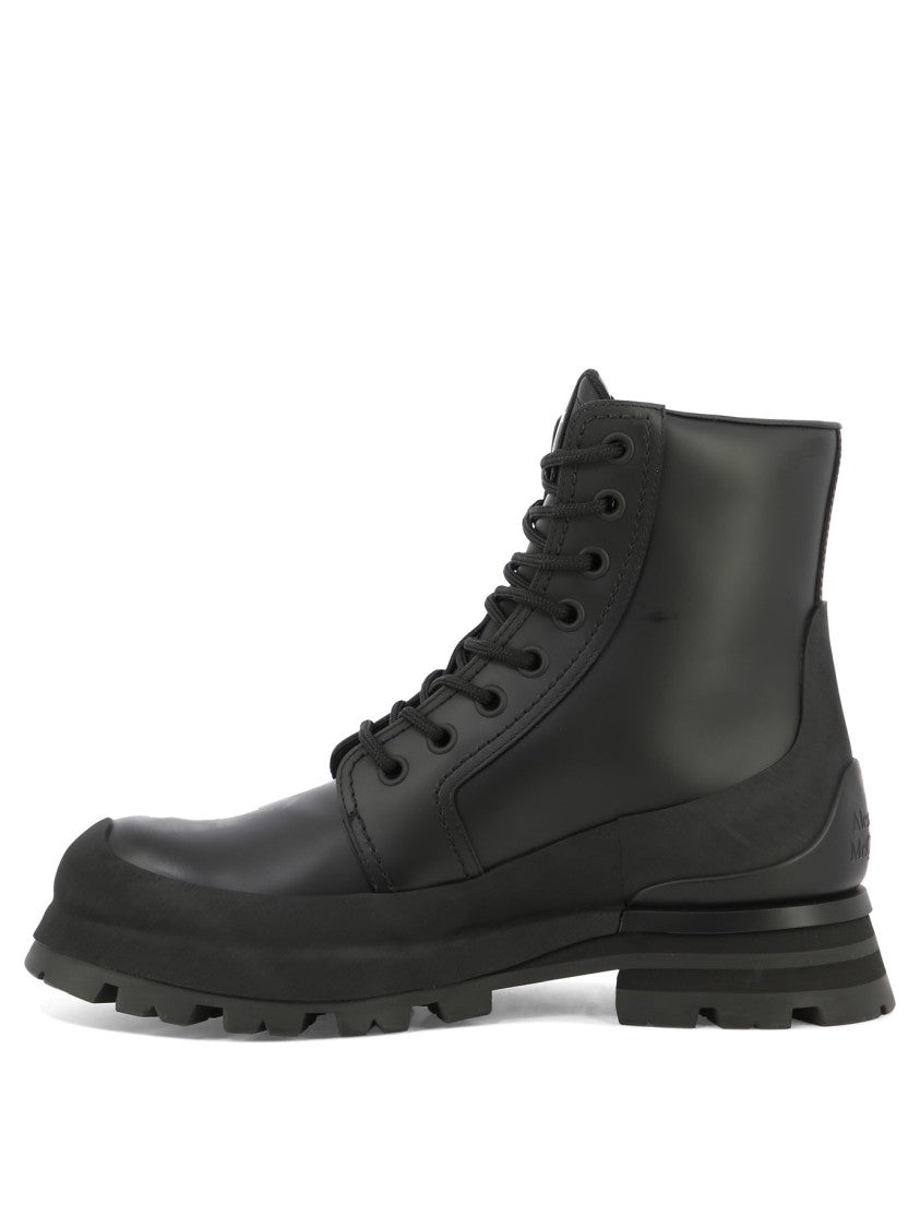 Alexander Mcqueen Leather-Rubber Ankle Boots