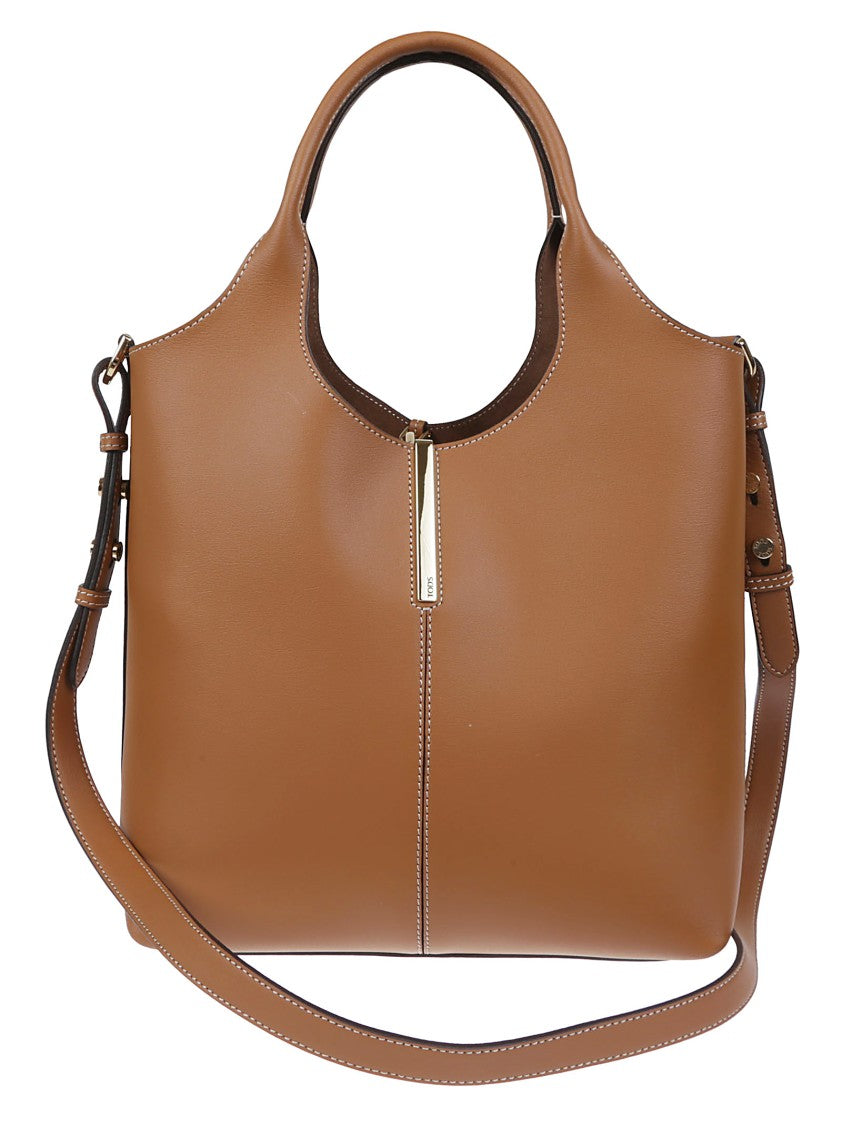 Tod's Brown Leather Handbag With Dual Handles