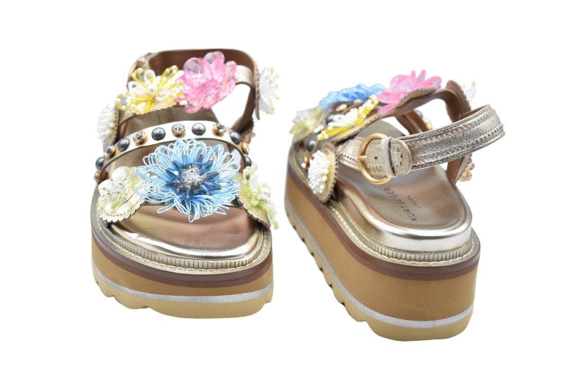 Kurt Geiger Gold Laced Elegant Chic Low Shoes